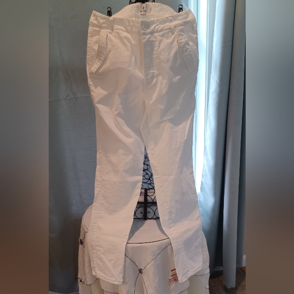 Women's White Ankle Draw String Pants